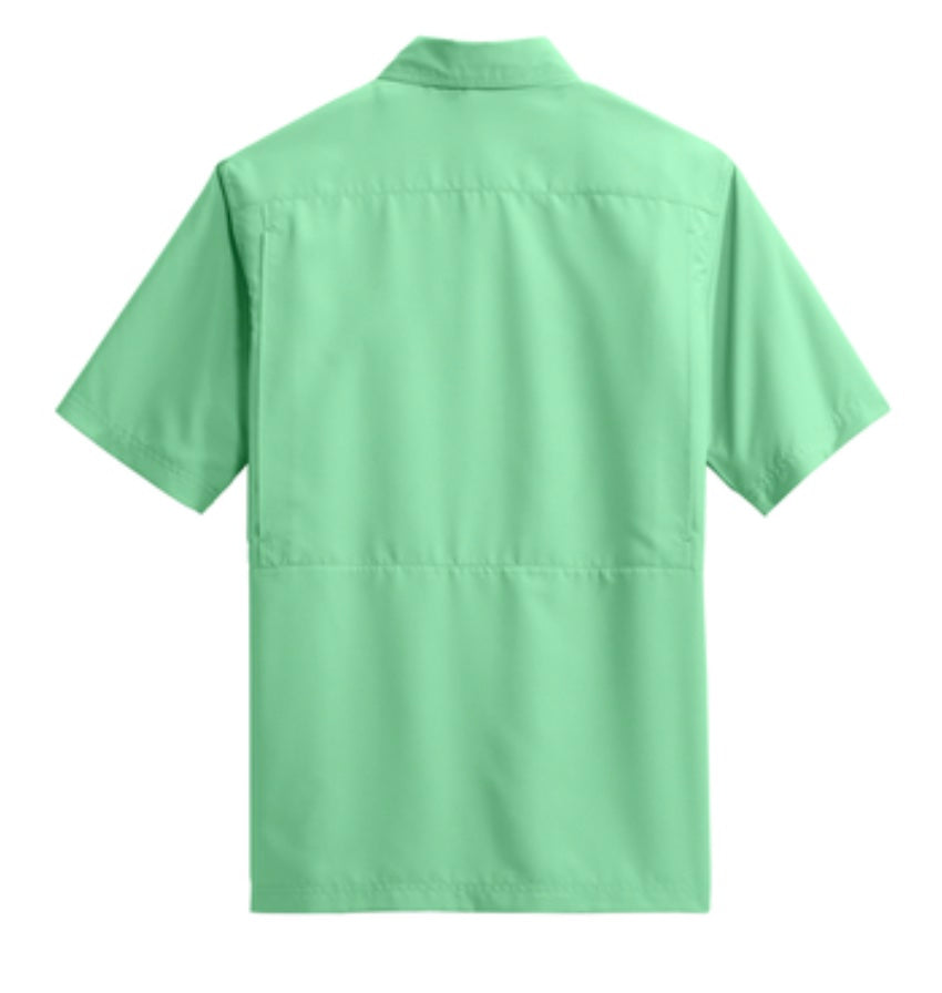 đź‘•Mens - Embroidered - Short Sleeve UV Fishing Shirt - Seafoam