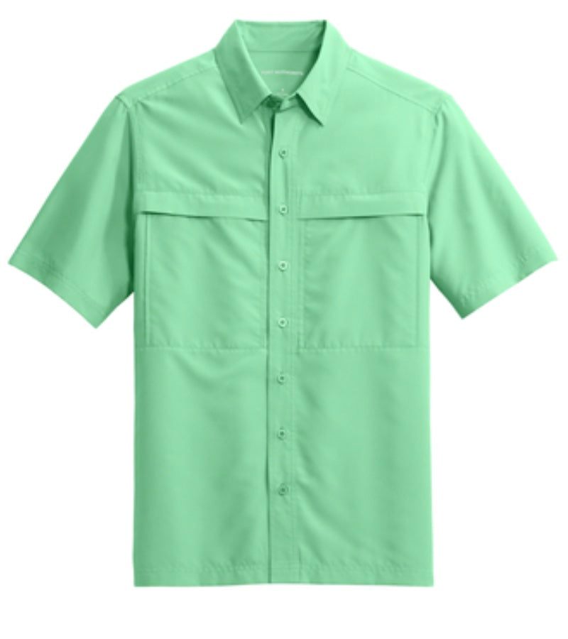 đź‘•Mens - Embroidered - Short Sleeve UV Fishing Shirt - Seafoam