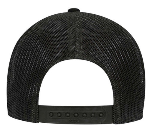 🧢Black 6-Panel Cotton/100% Polyester Mesh Back Trucker Caps - Embroidered