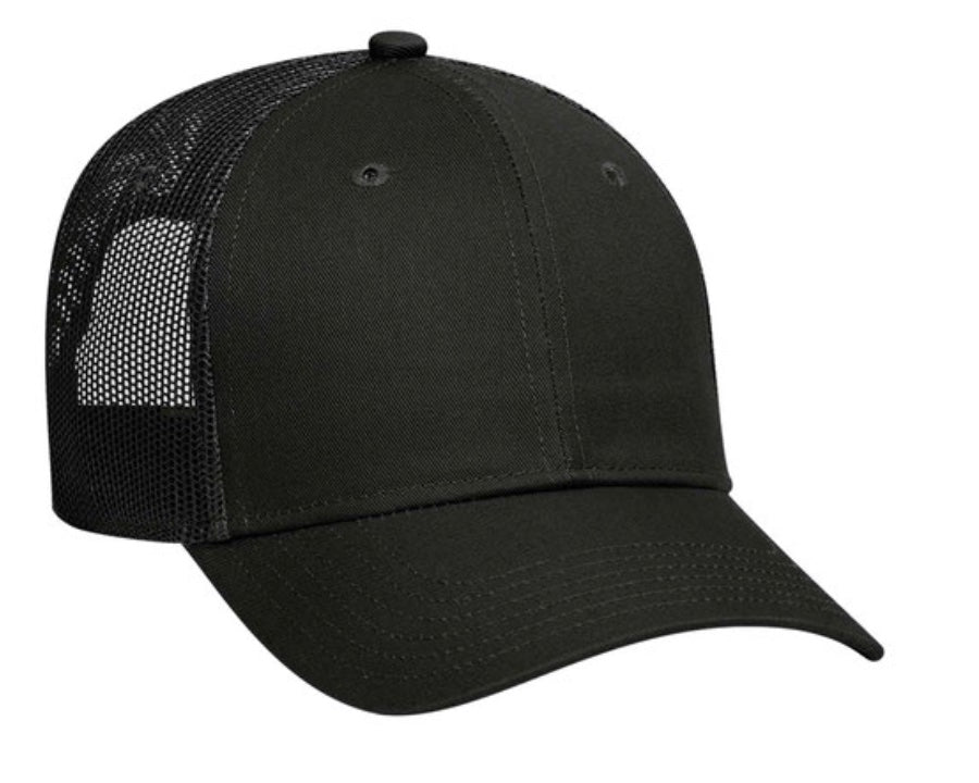 š§¢Black 6-Panel Cotton/100% Polyester Mesh Back Trucker Caps - Embroidered