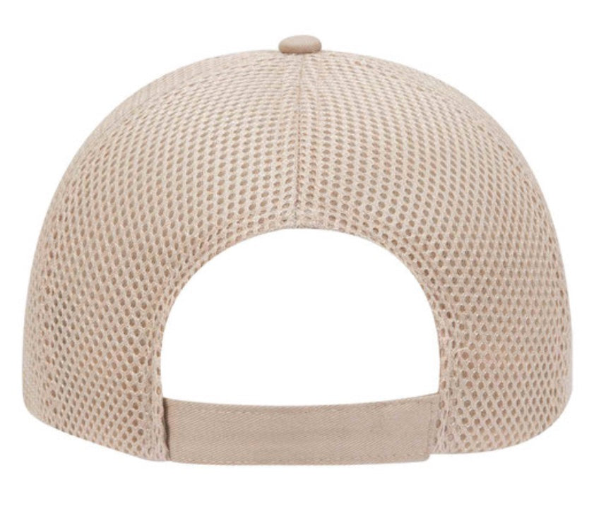 🧢Khaki 6-Panel Cotton/100% Polyester Mesh Back Caps - Embroidered