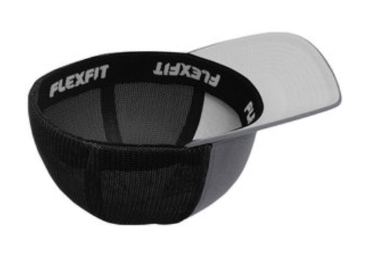 🎩6-Panel Flex Fit Trucker - Embroidered - Graphite Front/Black Mesh Back