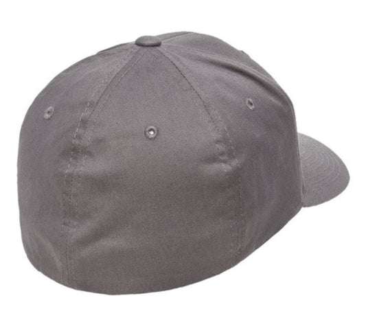 🎩6-Panel Structured - Flex Fit Cotton Twill Cap - Embroidered - Grey