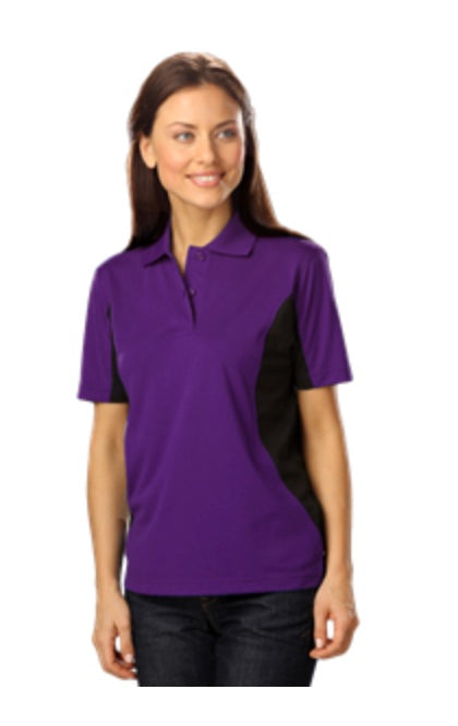👕Ladies - Embroidered - Ladies Snag Resistant Color Block Polo - Purple/Black