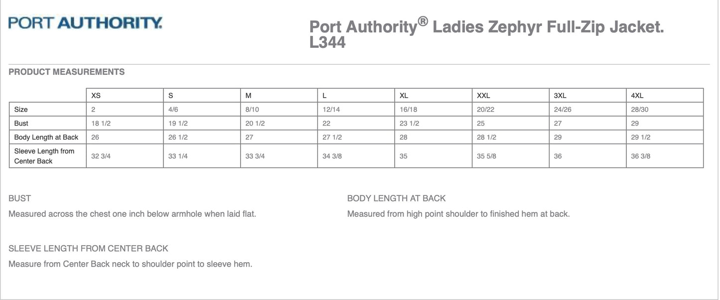 š§„Ladies - Embroidered - Port Zephyr Full-Zip Jacket - Black
