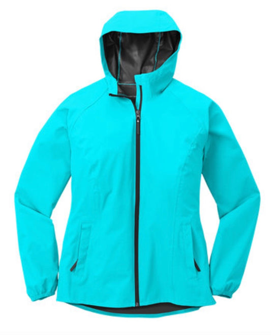 🧥Ladies - Embroidered - Port Essential Rain Jacket - Cyan Blue