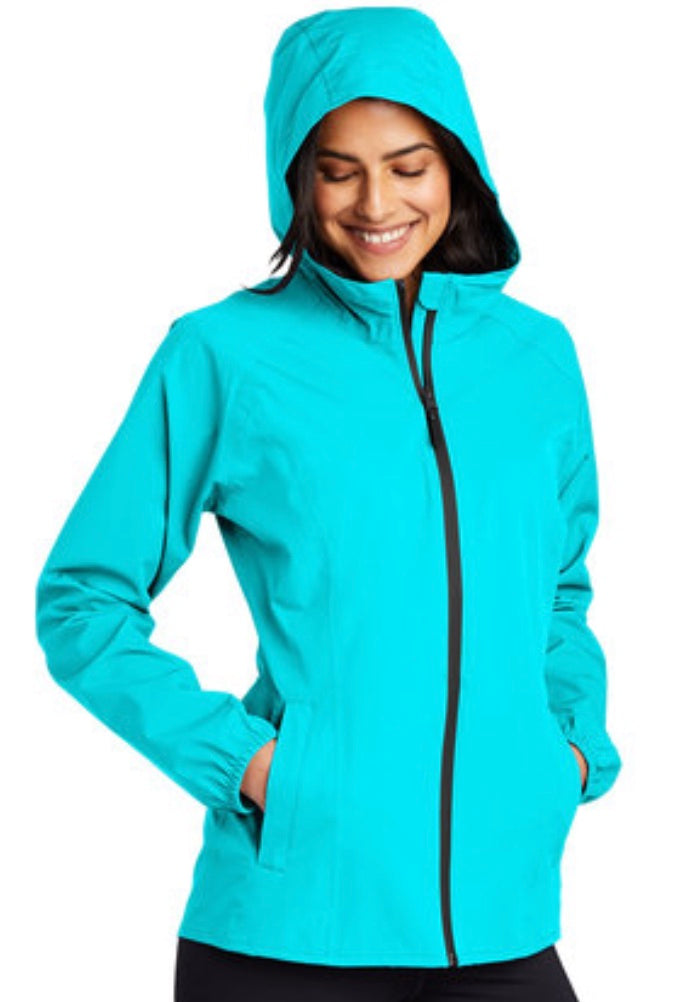 š§„Ladies - Embroidered - Port Essential Rain Jacket - Cyan Blue