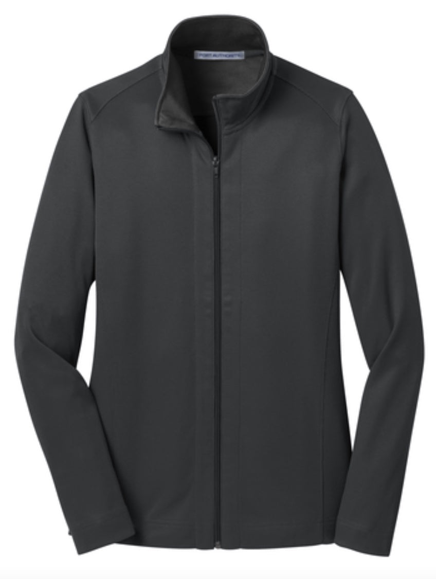 š§„Ladies - Embroidered - Port Vertical Texture Full-Zip Jacket - Iron Grey