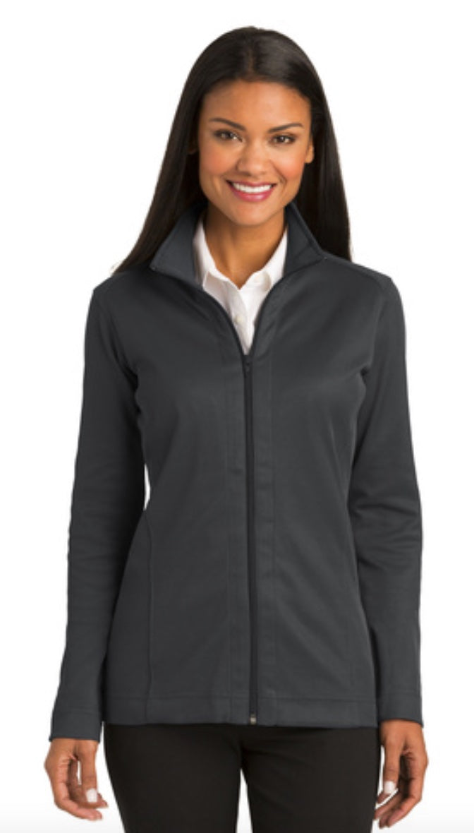 š§„Ladies - Embroidered - Port Vertical Texture Full-Zip Jacket - Iron Grey