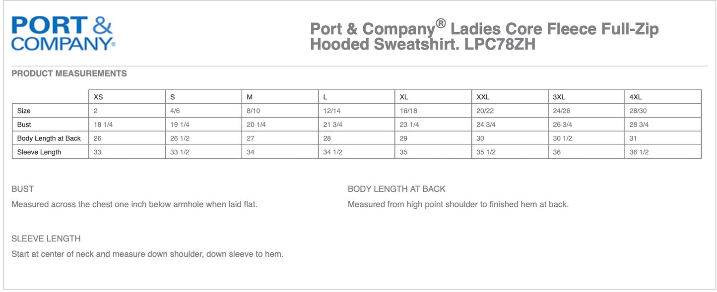 🐑Ladies - Embroidered - Full Zip Hooded Sweatshirt - Athletic Heather