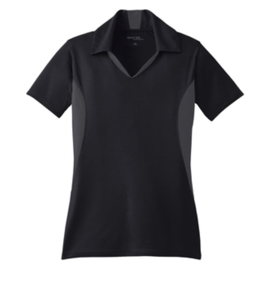 👕Ladies - Embroidered - Side Blocked Micropique Sport-Wick Polo - Black/Iron Grey