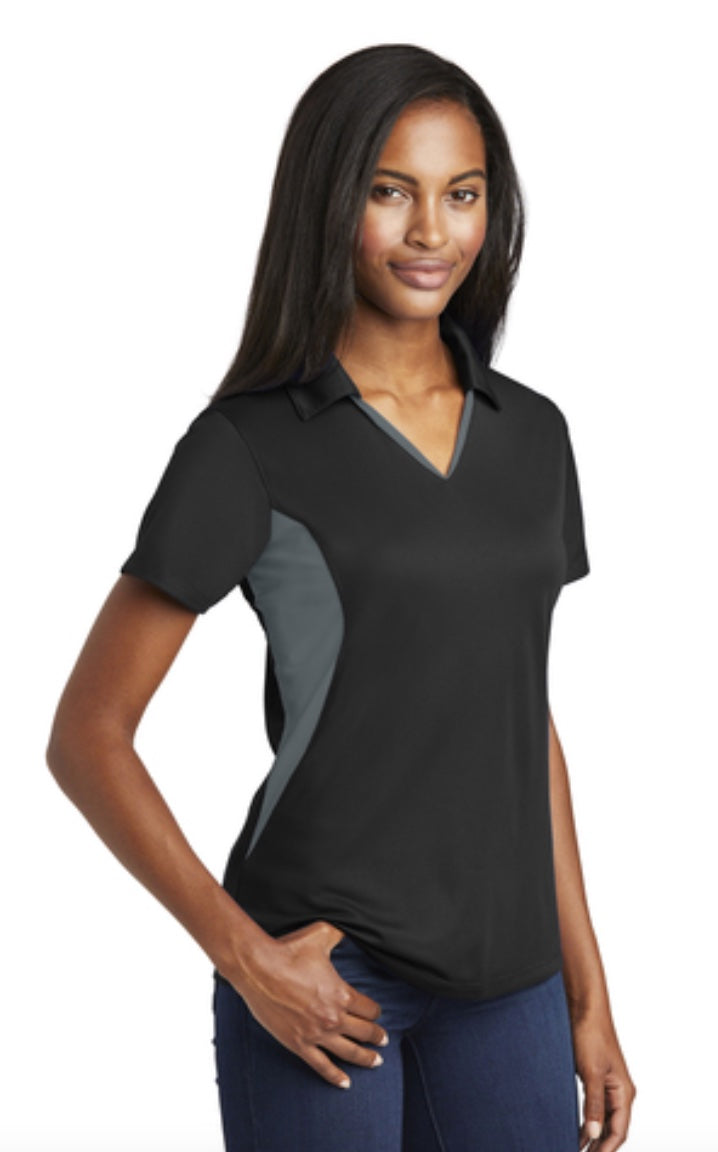 đź‘•Ladies - Embroidered - Side Blocked Micropique Sport-Wick Polo - Black/Iron Grey