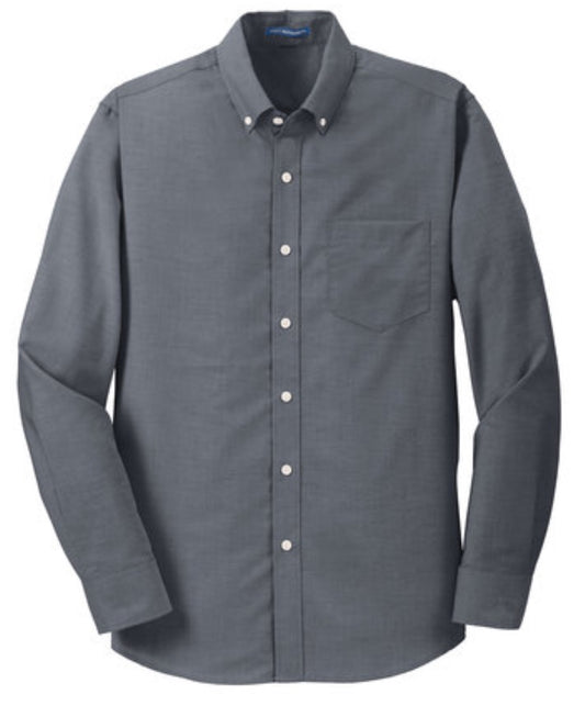 👕Mens - Embroidered - Super Pro Oxford L/S Dress Shirt - Black