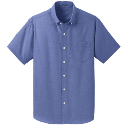 👕Mens - Embroidered - Super Pro Oxford S/S Dress Shirt - Navy