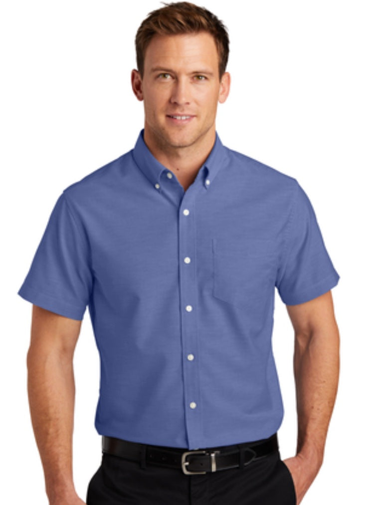 đź‘•Mens - Embroidered - Super Pro Oxford S/S Dress Shirt - Navy