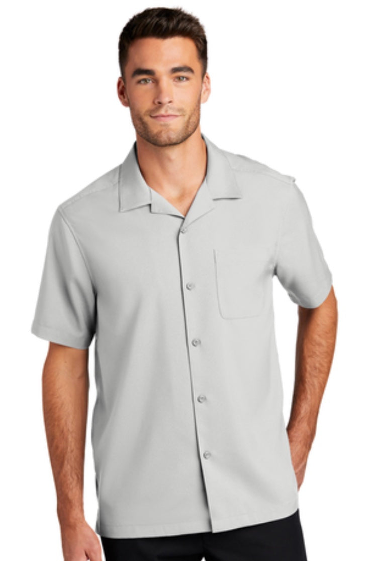 đź‘•Mens - Embroidered - Camp/Staff Short Sleeve Shirt - Silver