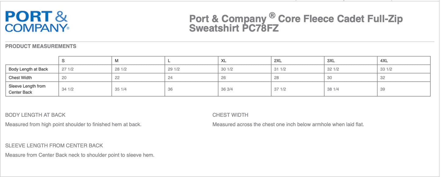 🐑Mens - Embroidered - Cadet Full Zip Sweatshirt - Charcoal