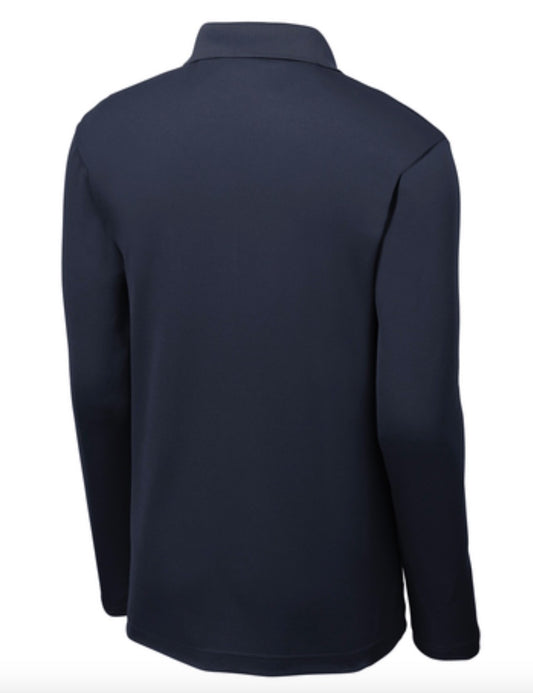 👕Mens - Embroidered - 100% Polyester Mesh L/S Polo - Navy