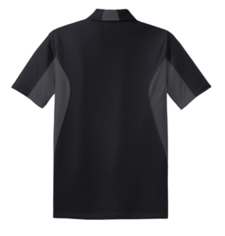 šMens - Embroidered - 100% Polyester Tricot Polo - Black/Iron Grey