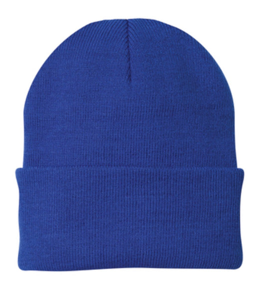 🐑Unisex - Embroidered - 100% Acrylic/Poly Knit Beanie - Royal Blue/6-Pack