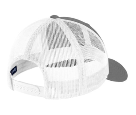 🧢6-Panel Graphite/White - 100% Polyester Mesh Back Trucker Caps - Embroidered
