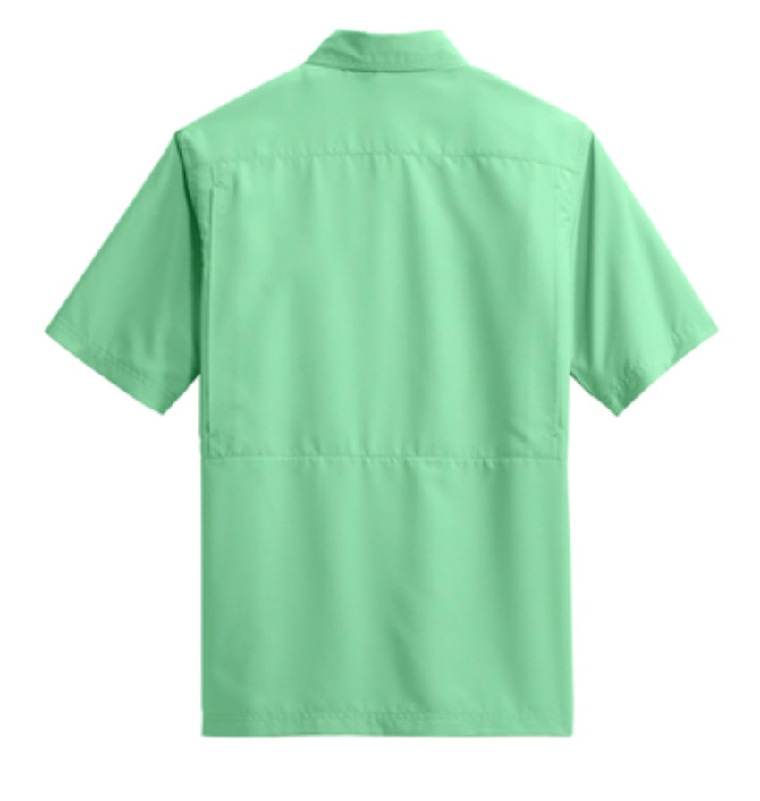 👕Mens - Embroidered - Short Sleeve UV Fishing Shirt - Seafoam