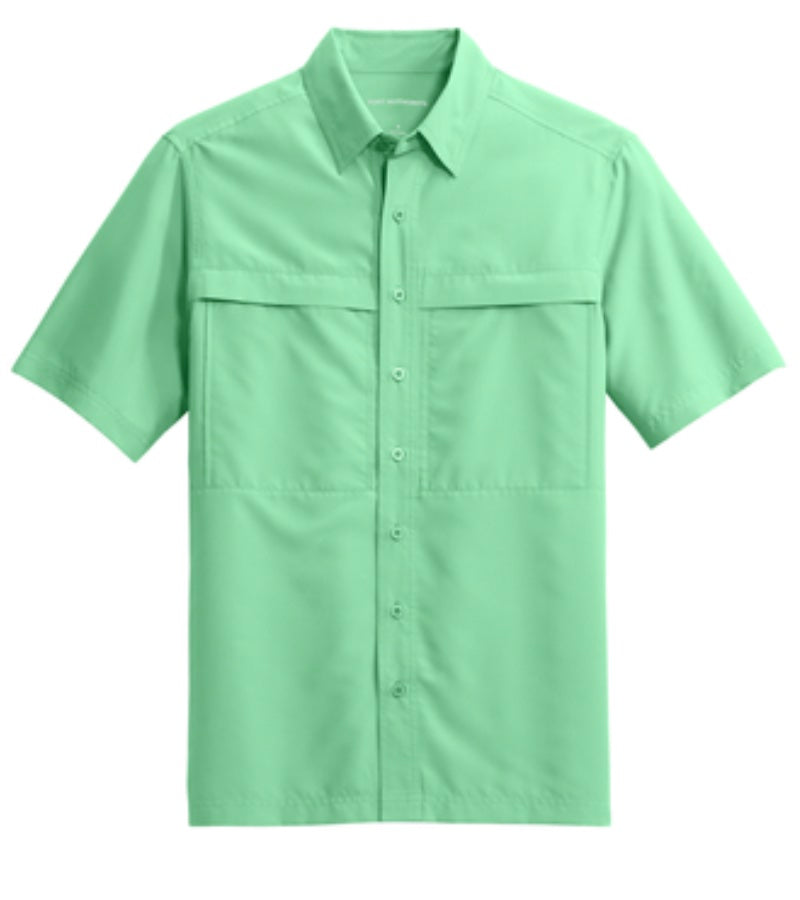👕Mens - Embroidered - Short Sleeve UV Fishing Shirt - Seafoam