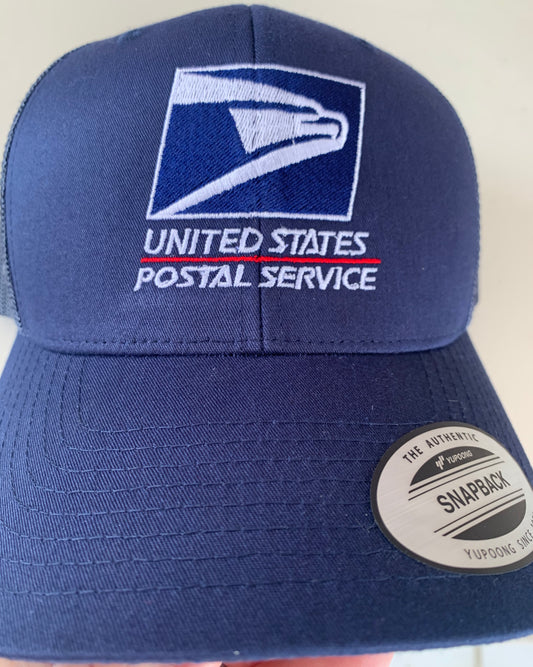 🧢U.S.Postal Service - 6-Panel Navy/Navy - 100% Polyester Mesh Back Trucker Caps