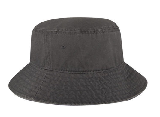 🎩Garment Washed Superior Cotton Twill Bucket Cap - Charcoal Grey - Embroidered