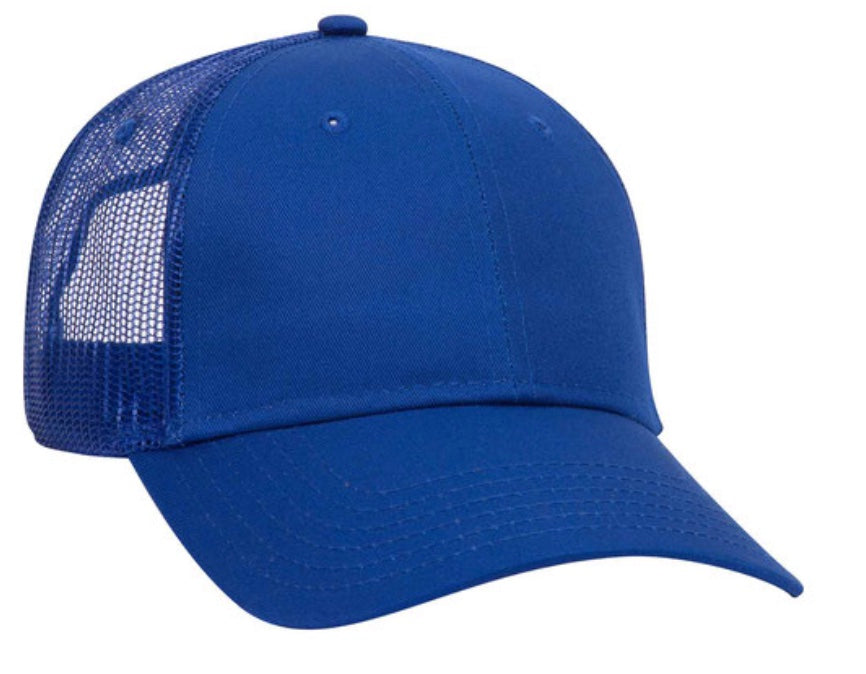 🧢Royal 6-Panel Cotton/100% Polyester Mesh Back Caps - Embroidered