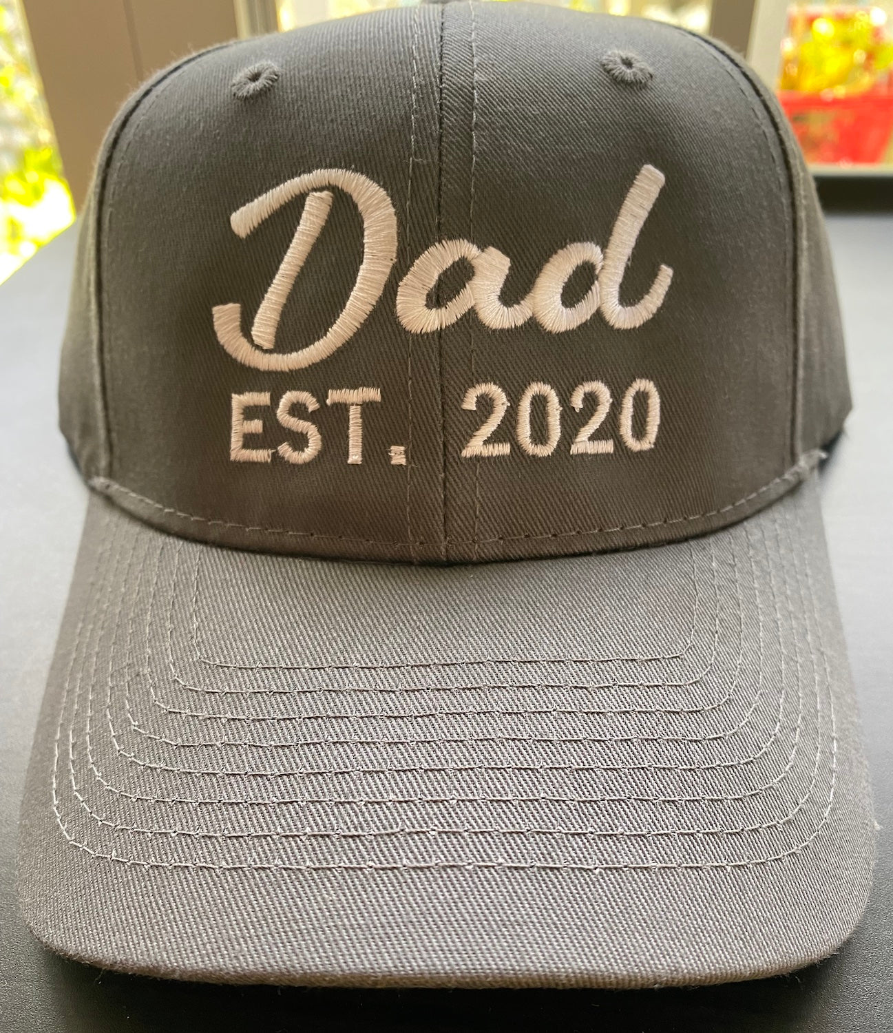 🎁 Dad Est. 2020 Olive Green 6-Panel Cotton Twill Cap