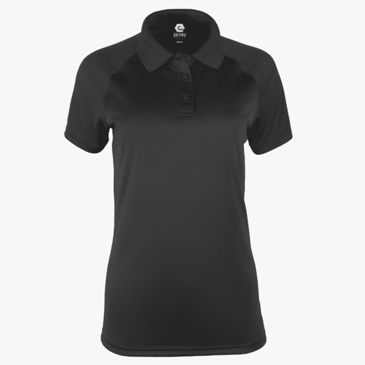 👕Ladies - Embroidered - 100% Polyester Polo - Black