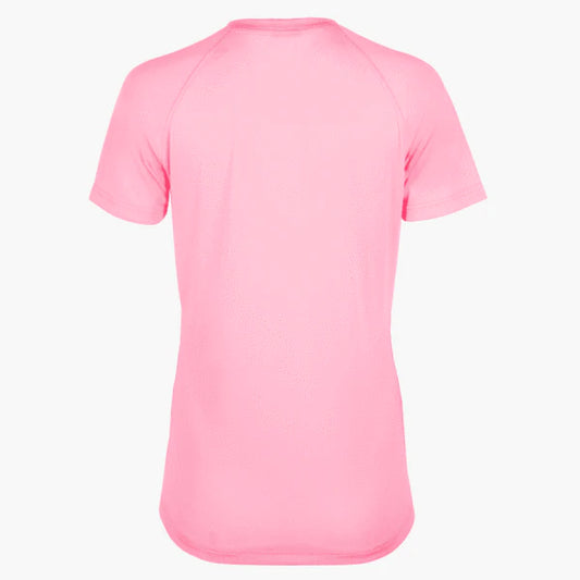 👕Ladies - Embroidered - 100% Polyester V-Neck T-shirt - Pink