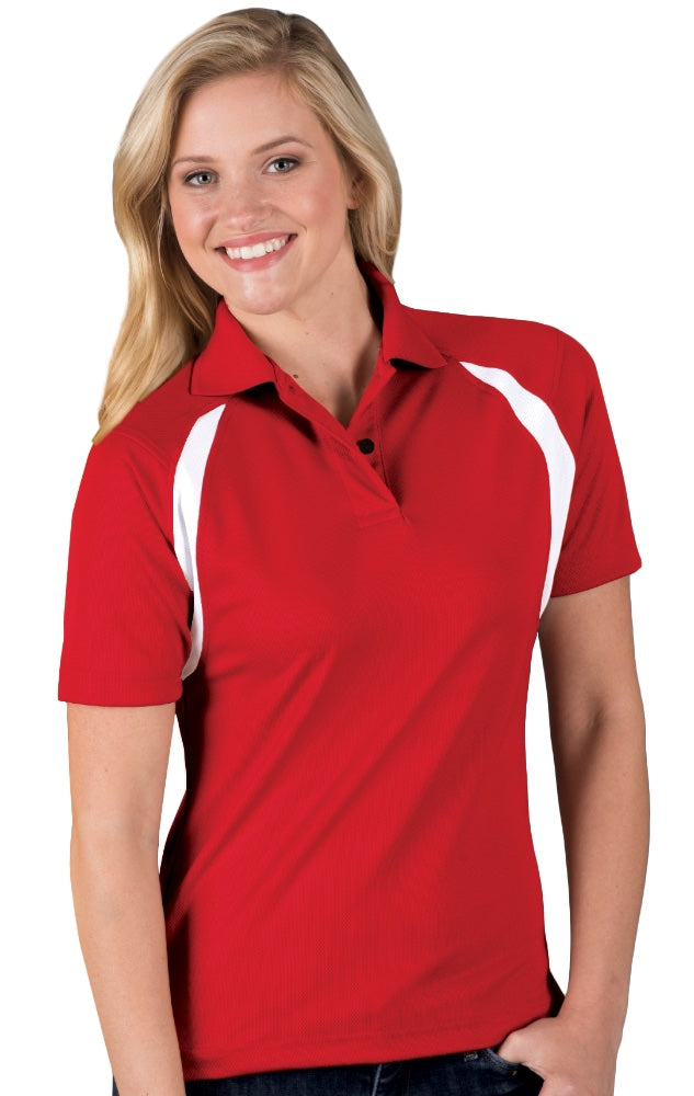 👕Ladies - Embroidered - Wicking Raglan Sleeve Polo - Red/White