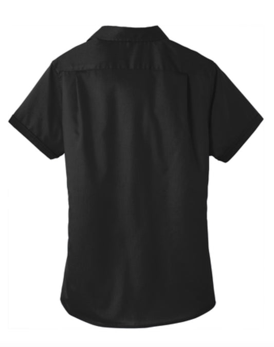 👕Ladies - Embroidered - Super Pro Twill Short Sleeve Dress Shirt - Black