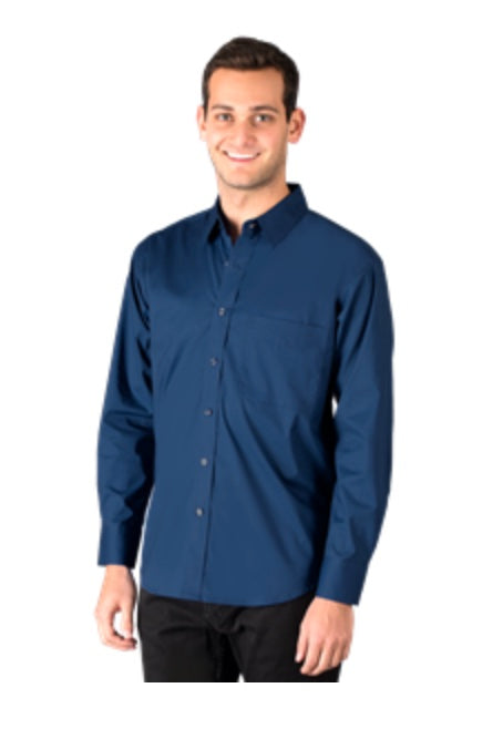 👕Mens - Embroidered - L/S Superblend Untucked Shirt - Navy