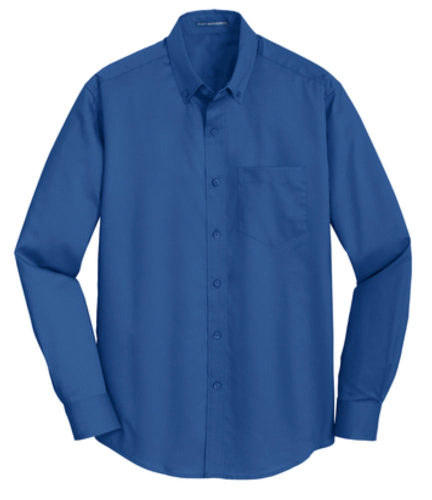 👕Mens - Embroidered - Super Pro Twill L/S Dress Shirt - Blue