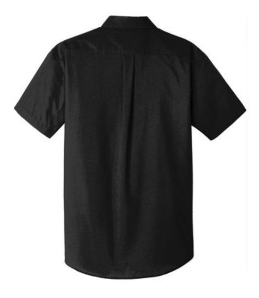 👕Mens - Embroidered - Carefree Poplin S/S Dress Shirt - Black