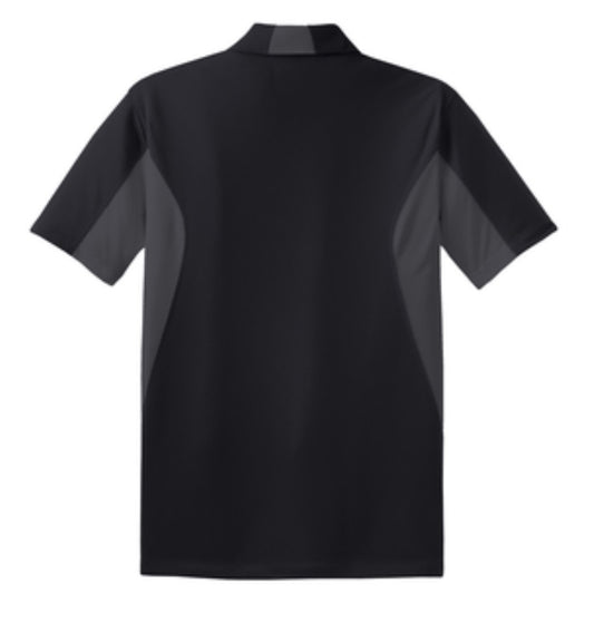👕Mens - Embroidered - 100% Polyester Tricot Polo - Black/Iron Grey