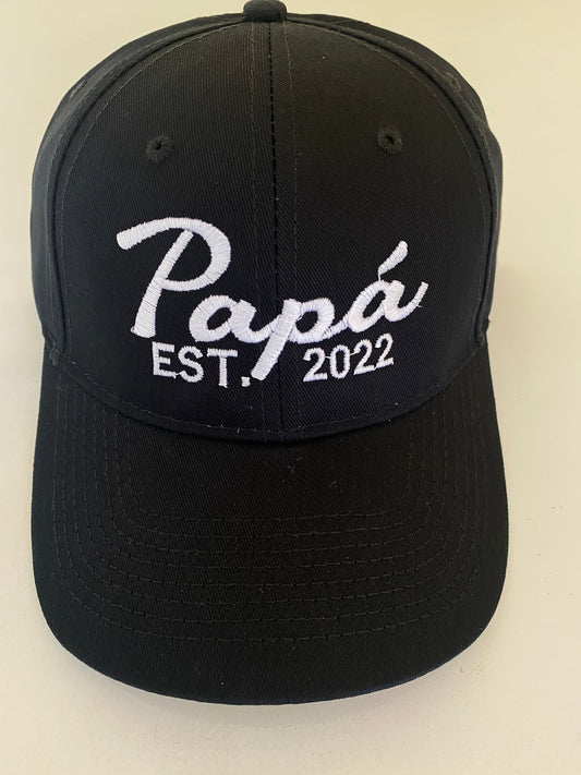 🎁 Papa Est. 2022 Black 6-Panel Denim Twill Cap